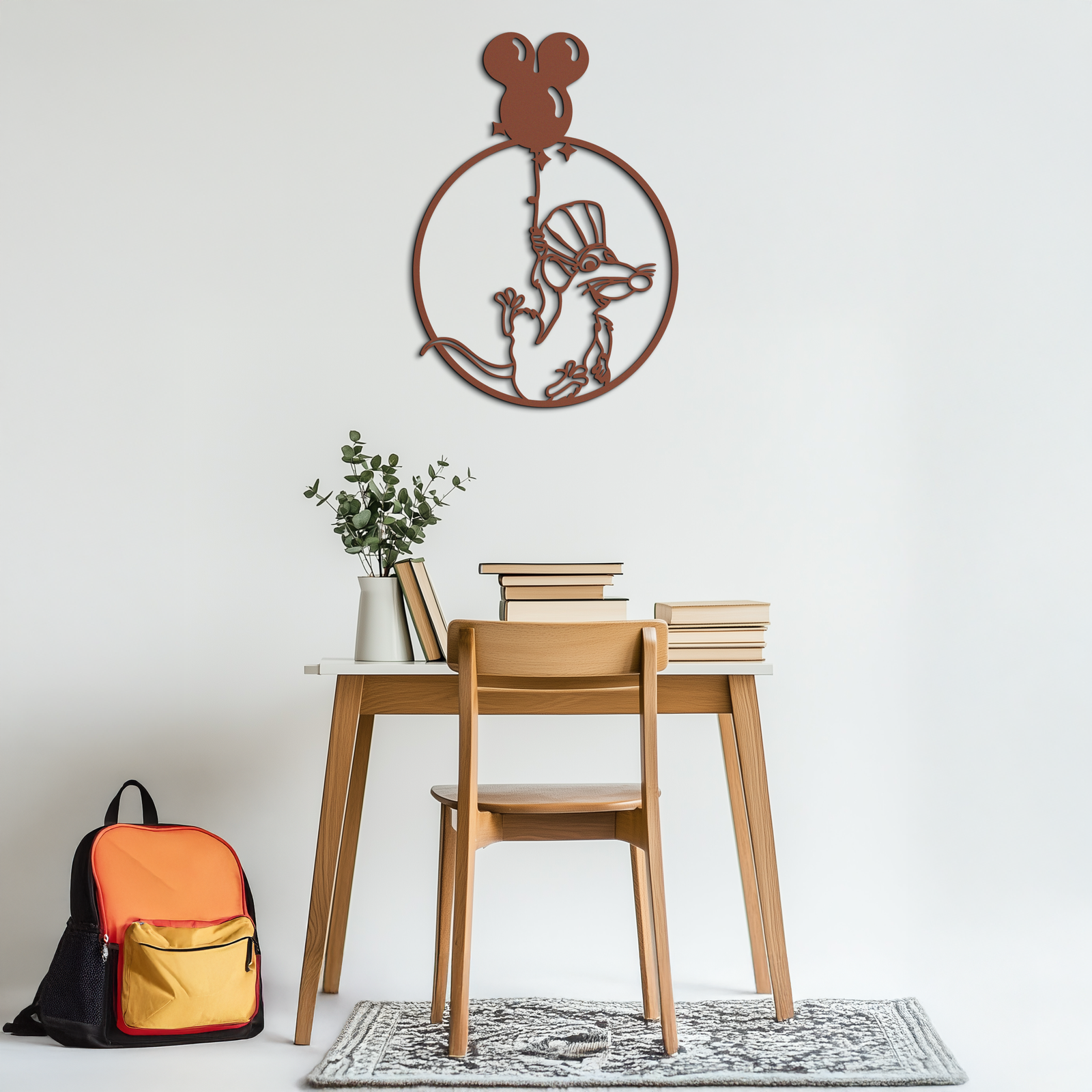 Ratatouille Chef Metal Wall Art – Cartoon Rat Balloon Decor for Kitchen Walls- KAF588