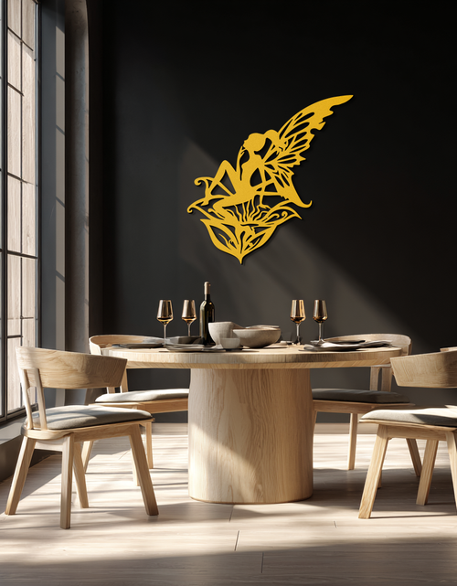 Load image into Gallery viewer, Flower Fairy Silhouette Metal Wall Art – Whimsical Fantasy Decor for Girls' Rooms- KAF590