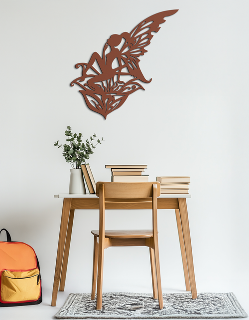 Load image into Gallery viewer, Flower Fairy Silhouette Metal Wall Art – Whimsical Fantasy Decor for Girls' Rooms- KAF590