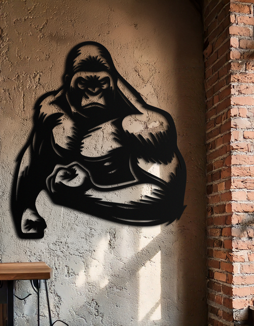 Load image into Gallery viewer, Angry Gorilla Metal Wall Art – Fierce Jungle Animal Decor for Gym and Man Cave- KAF592