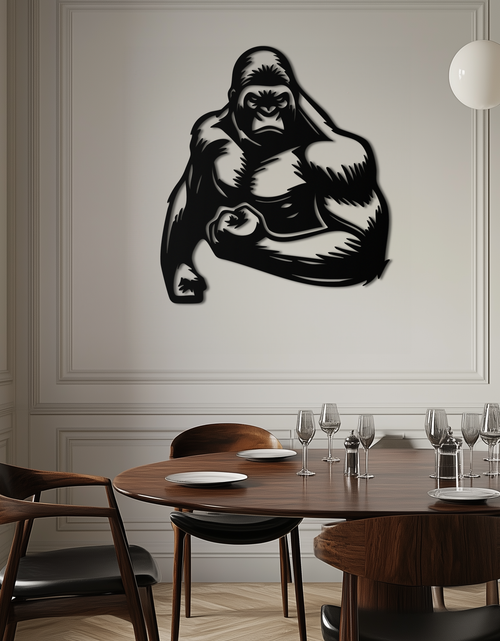 Load image into Gallery viewer, Angry Gorilla Metal Wall Art – Fierce Jungle Animal Decor for Gym and Man Cave- KAF592