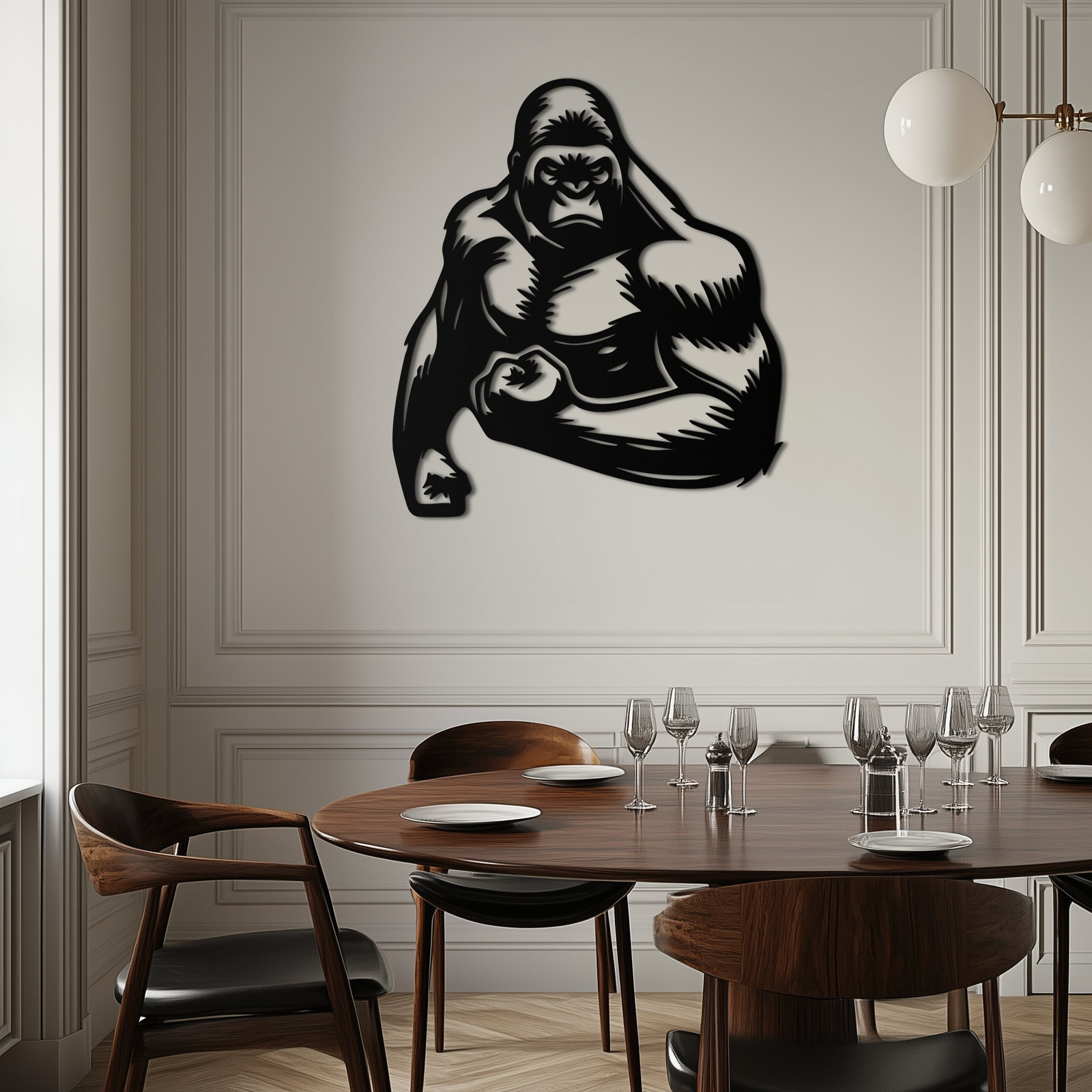 Angry Gorilla Metal Wall Art – Fierce Jungle Animal Decor for Gym and Man Cave- KAF592