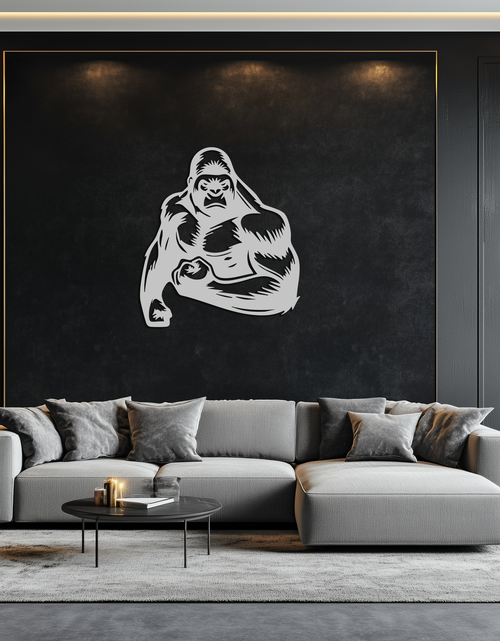 Load image into Gallery viewer, Angry Gorilla Metal Wall Art – Fierce Jungle Animal Decor for Gym and Man Cave- KAF592