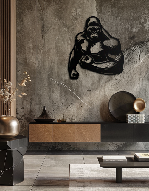 Load image into Gallery viewer, Angry Gorilla Metal Wall Art – Fierce Jungle Animal Decor for Gym and Man Cave- KAF592