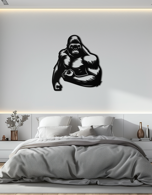 Load image into Gallery viewer, Angry Gorilla Metal Wall Art – Fierce Jungle Animal Decor for Gym and Man Cave- KAF592