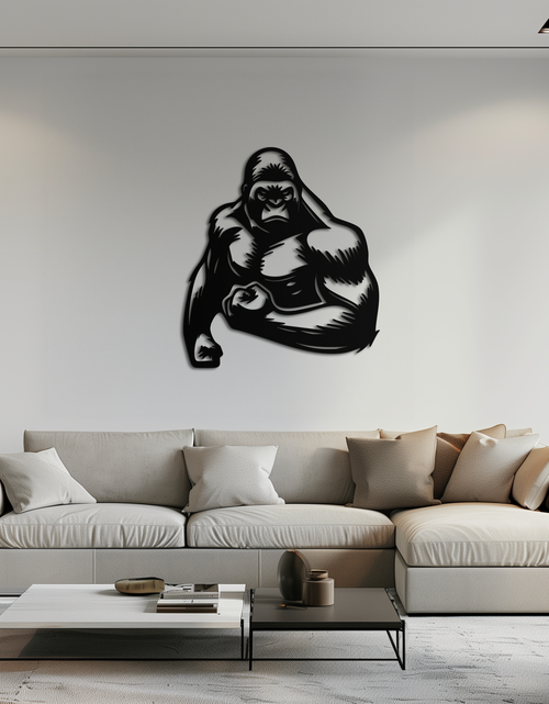 Load image into Gallery viewer, Angry Gorilla Metal Wall Art – Fierce Jungle Animal Decor for Gym and Man Cave- KAF592