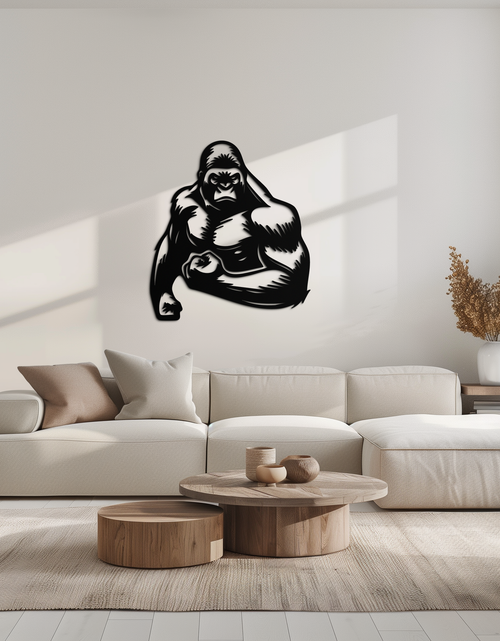 Load image into Gallery viewer, Angry Gorilla Metal Wall Art – Fierce Jungle Animal Decor for Gym and Man Cave- KAF592