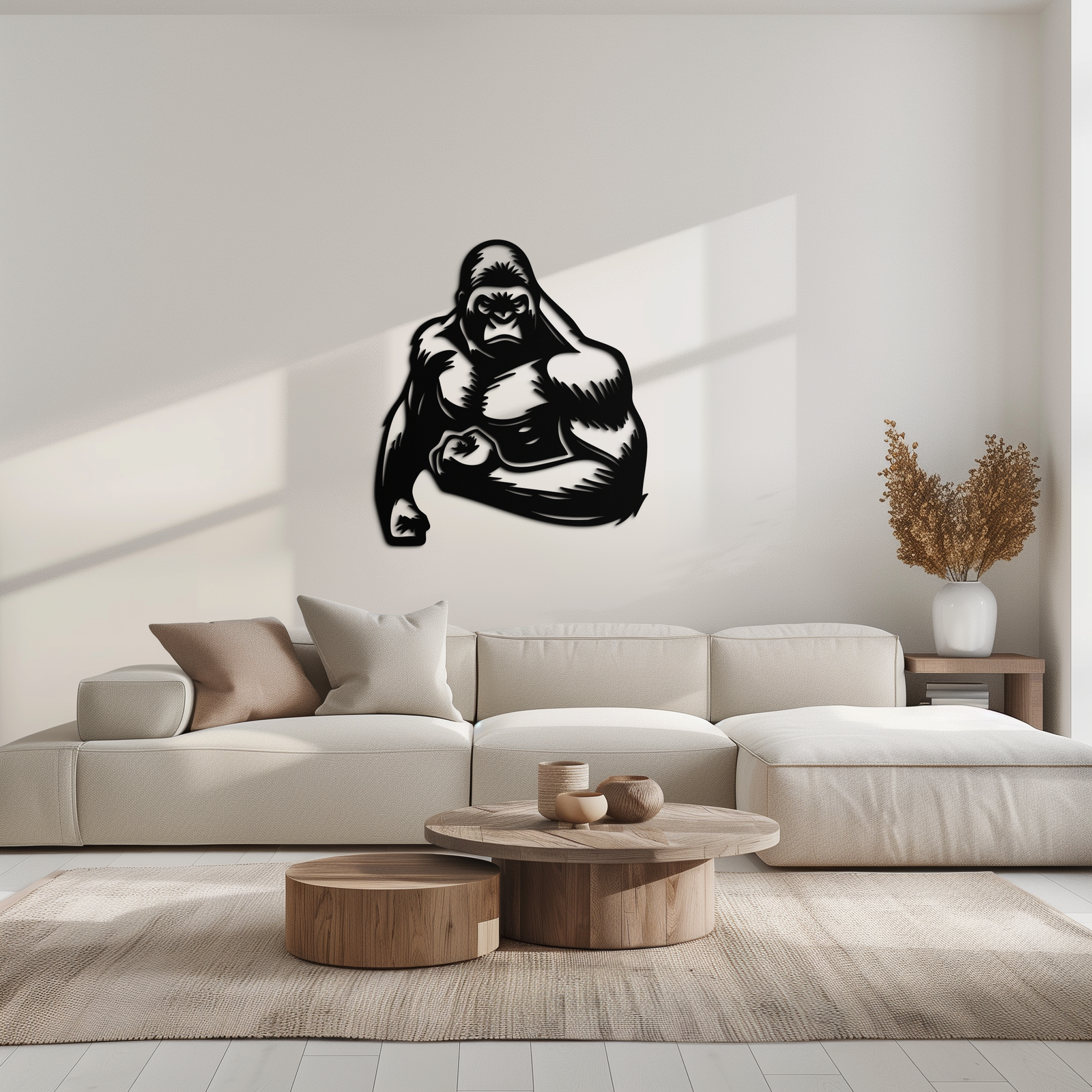 Angry Gorilla Metal Wall Art – Fierce Jungle Animal Decor for Gym and Man Cave- KAF592