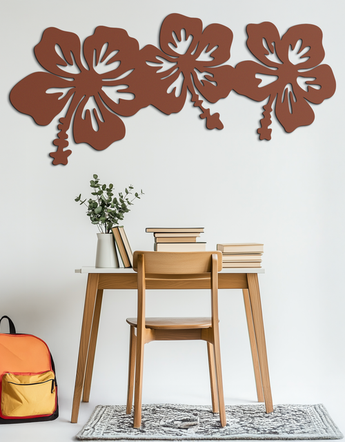 Load image into Gallery viewer, Hibiscus Flower Trio Metal Wall Art – Tropical Floral Silhouette for Home Decor- KAF594