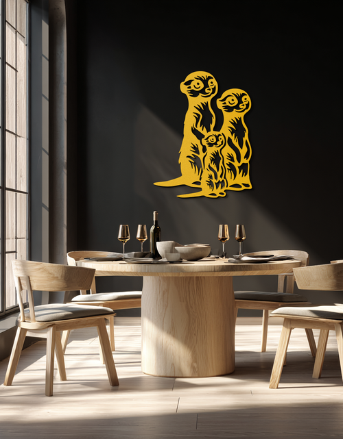 Load image into Gallery viewer, Meerkat Family Metal Wall Art – Playful Animal Silhouette Decor for Nature Lovers- KAF595