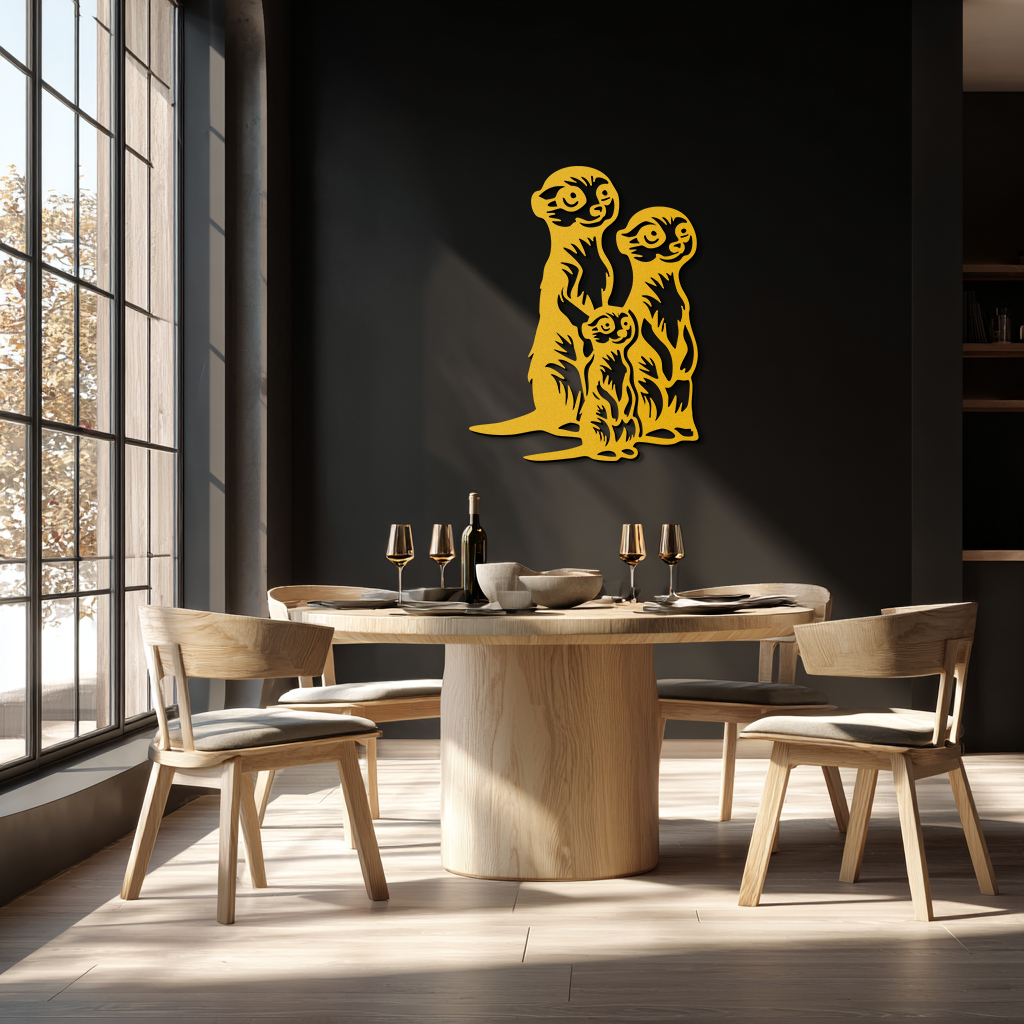 Meerkat Family Metal Wall Art – Playful Animal Silhouette Decor for Nature Lovers- KAF595