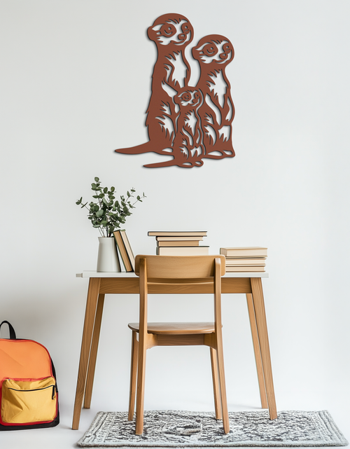 Load image into Gallery viewer, Meerkat Family Metal Wall Art – Playful Animal Silhouette Decor for Nature Lovers- KAF595