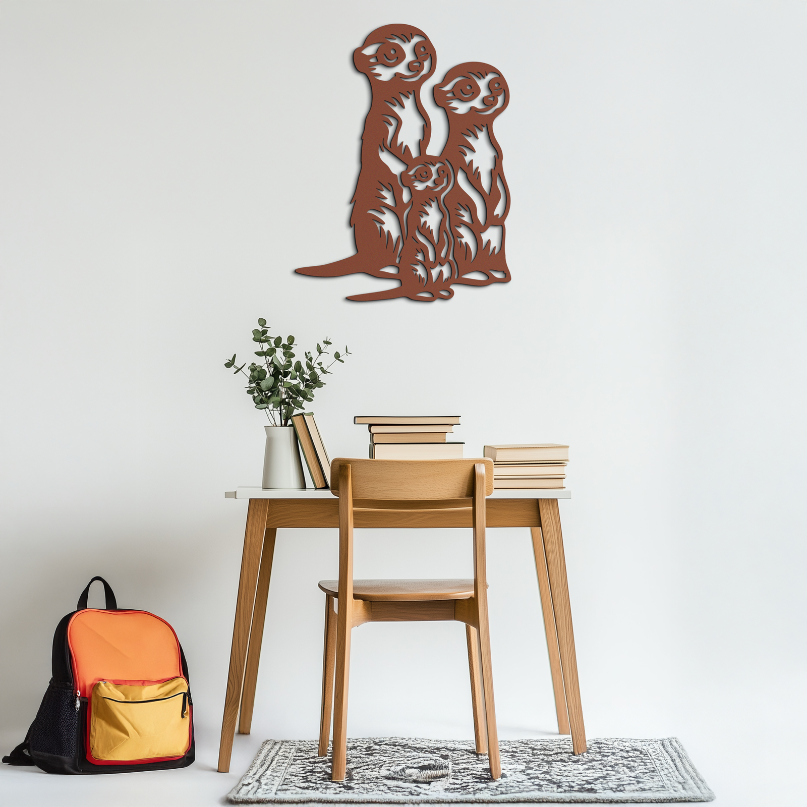 Meerkat Family Metal Wall Art – Playful Animal Silhouette Decor for Nature Lovers- KAF595