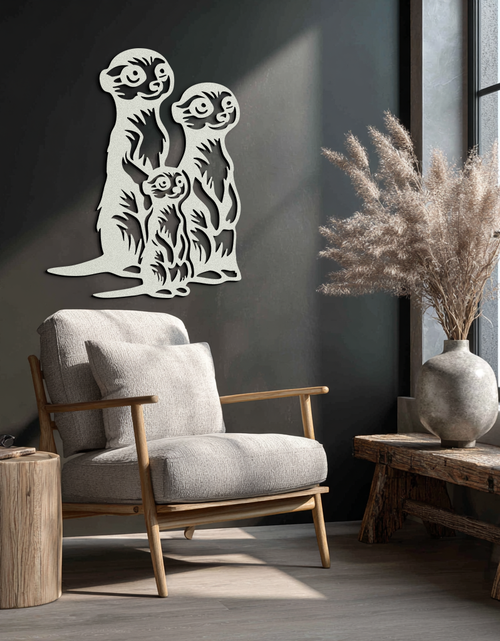 Load image into Gallery viewer, Meerkat Family Metal Wall Art – Playful Animal Silhouette Decor for Nature Lovers- KAF595