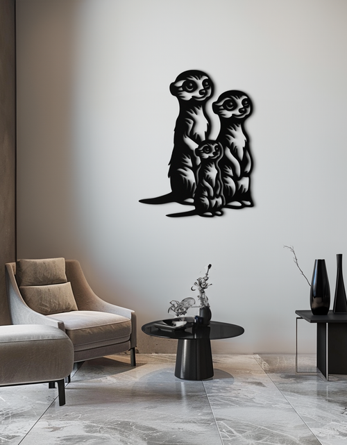 Load image into Gallery viewer, Meerkat Family Metal Wall Art – Playful Animal Silhouette Decor for Nature Lovers- KAF595