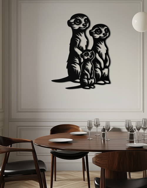 Load image into Gallery viewer, Meerkat Family Metal Wall Art – Playful Animal Silhouette Decor for Nature Lovers- KAF595