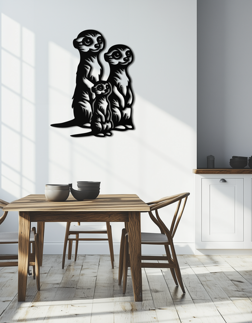 Load image into Gallery viewer, Meerkat Family Metal Wall Art – Playful Animal Silhouette Decor for Nature Lovers- KAF595