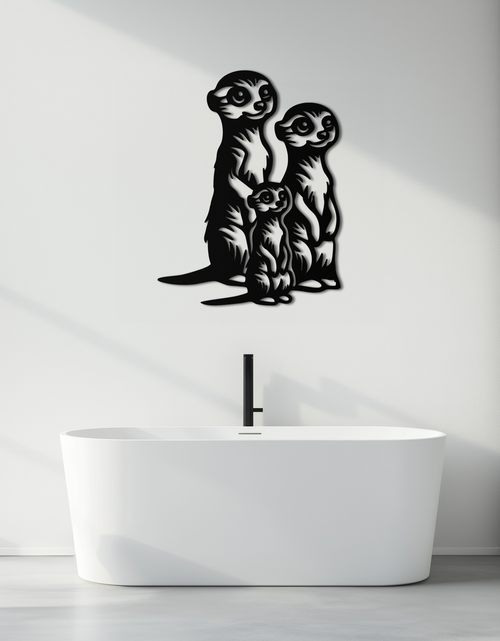 Load image into Gallery viewer, Meerkat Family Metal Wall Art – Playful Animal Silhouette Decor for Nature Lovers- KAF595