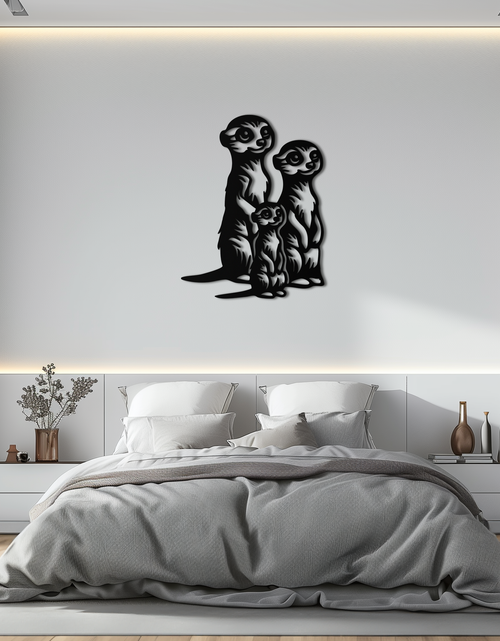 Load image into Gallery viewer, Meerkat Family Metal Wall Art – Playful Animal Silhouette Decor for Nature Lovers- KAF595