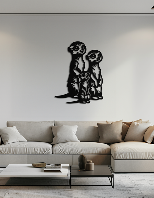 Load image into Gallery viewer, Meerkat Family Metal Wall Art – Playful Animal Silhouette Decor for Nature Lovers- KAF595