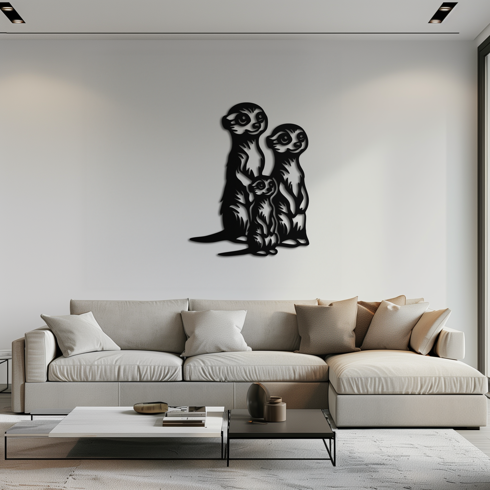 Meerkat Family Metal Wall Art – Playful Animal Silhouette Decor for Nature Lovers- KAF595