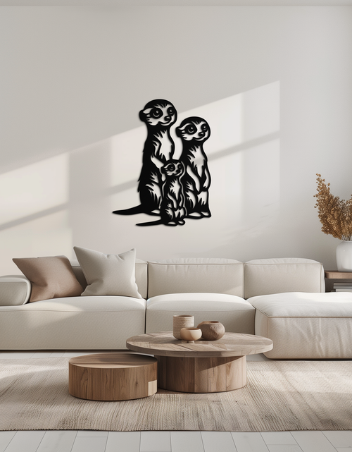 Load image into Gallery viewer, Meerkat Family Metal Wall Art – Playful Animal Silhouette Decor for Nature Lovers- KAF595