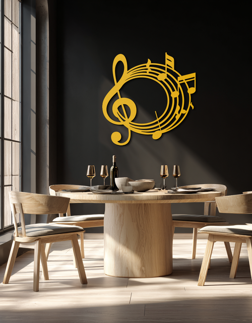 Load image into Gallery viewer, Musical Notes Circle Metal Wall Art – Treble Clef Music Decor for Home or Studio- KAF596