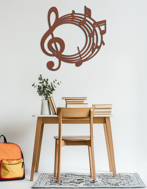 Load image into Gallery viewer, Musical Notes Circle Metal Wall Art – Treble Clef Music Decor for Home or Studio- KAF596