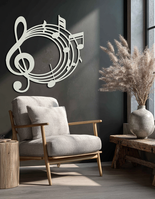 Load image into Gallery viewer, Musical Notes Circle Metal Wall Art – Treble Clef Music Decor for Home or Studio- KAF596