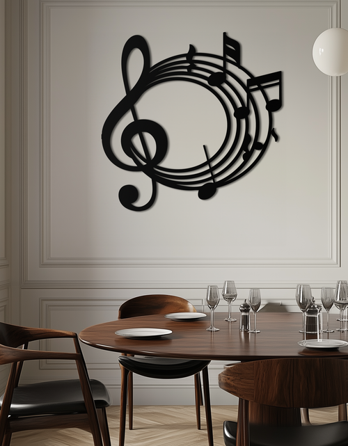 Load image into Gallery viewer, Musical Notes Circle Metal Wall Art – Treble Clef Music Decor for Home or Studio- KAF596