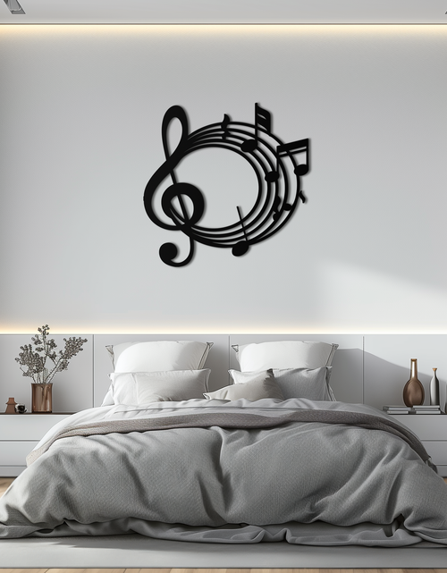 Load image into Gallery viewer, Musical Notes Circle Metal Wall Art – Treble Clef Music Decor for Home or Studio- KAF596