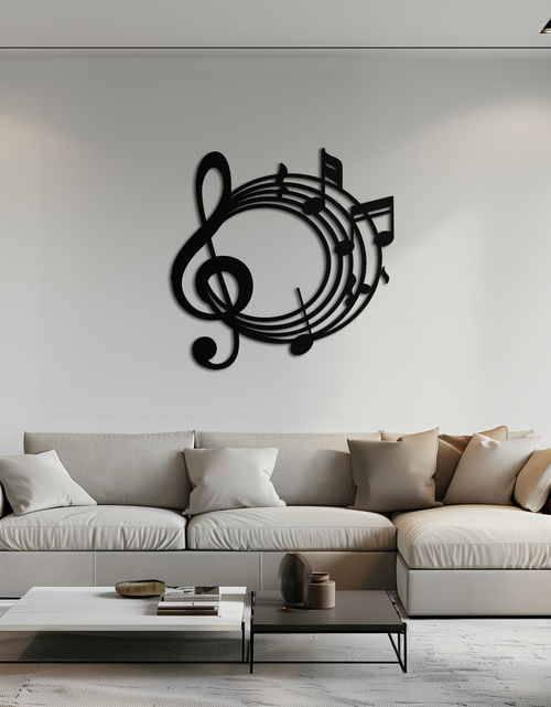 Load image into Gallery viewer, Musical Notes Circle Metal Wall Art – Treble Clef Music Decor for Home or Studio- KAF596
