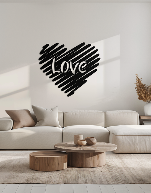 Load image into Gallery viewer, Love Heart Scribble Metal Wall Art – Romantic Handwritten Typography Home Decor- KAF599