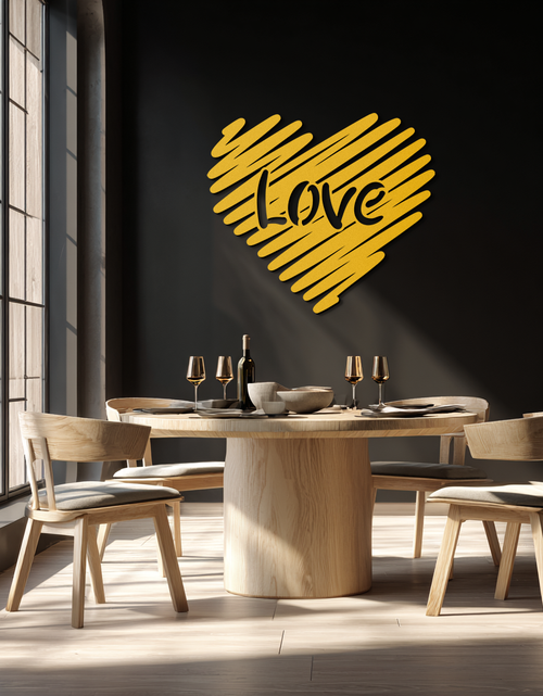 Load image into Gallery viewer, Love Heart Scribble Metal Wall Art – Romantic Handwritten Typography Home Decor- KAF599
