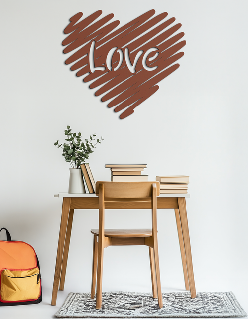 Load image into Gallery viewer, Love Heart Scribble Metal Wall Art – Romantic Handwritten Typography Home Decor- KAF599