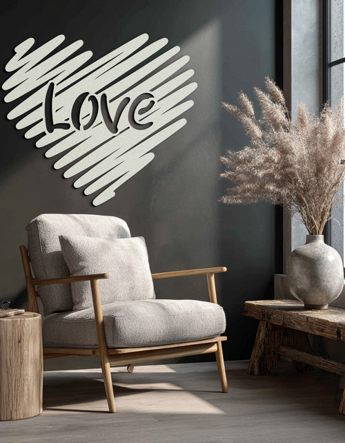 Load image into Gallery viewer, Love Heart Scribble Metal Wall Art – Romantic Handwritten Typography Home Decor- KAF599