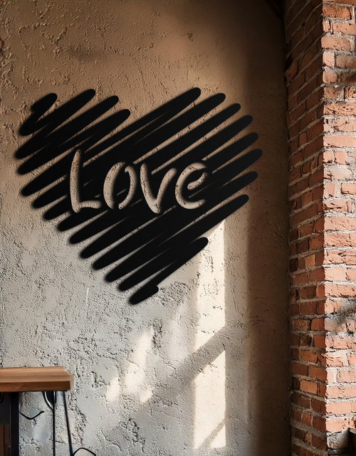 Load image into Gallery viewer, Love Heart Scribble Metal Wall Art – Romantic Handwritten Typography Home Decor- KAF599