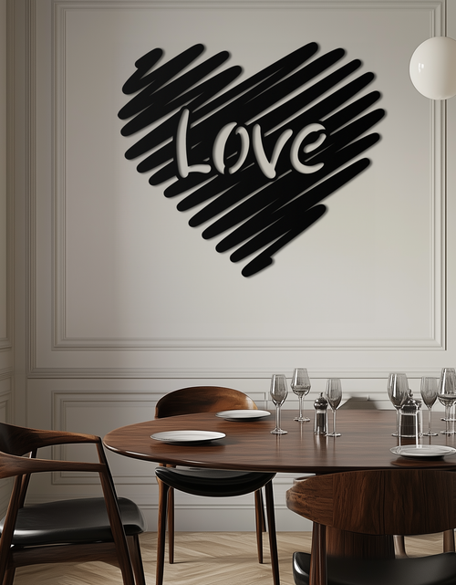 Load image into Gallery viewer, Love Heart Scribble Metal Wall Art – Romantic Handwritten Typography Home Decor- KAF599