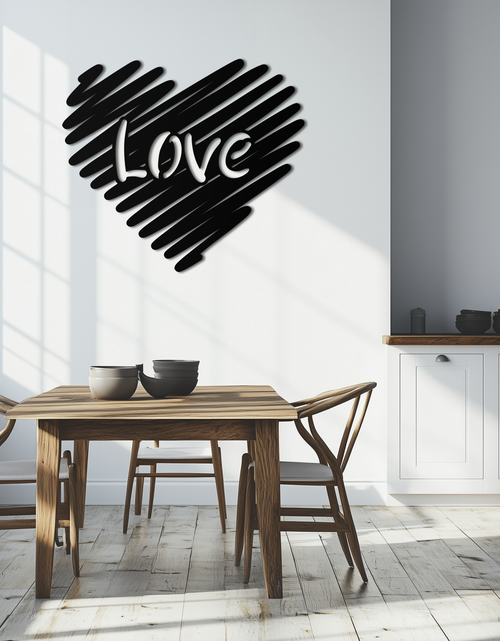 Load image into Gallery viewer, Love Heart Scribble Metal Wall Art – Romantic Handwritten Typography Home Decor- KAF599