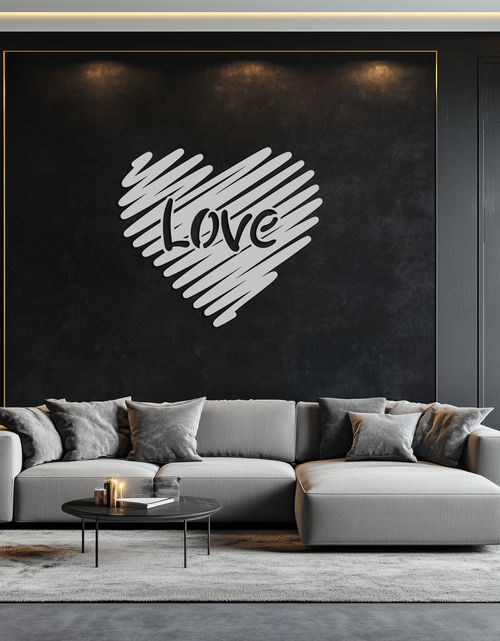 Load image into Gallery viewer, Love Heart Scribble Metal Wall Art – Romantic Handwritten Typography Home Decor- KAF599