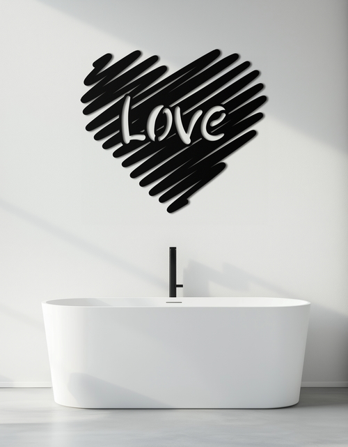 Load image into Gallery viewer, Love Heart Scribble Metal Wall Art – Romantic Handwritten Typography Home Decor- KAF599