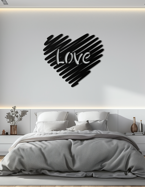 Load image into Gallery viewer, Love Heart Scribble Metal Wall Art – Romantic Handwritten Typography Home Decor- KAF599