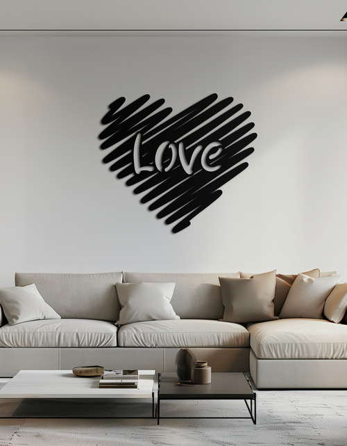 Load image into Gallery viewer, Love Heart Scribble Metal Wall Art – Romantic Handwritten Typography Home Decor- KAF599