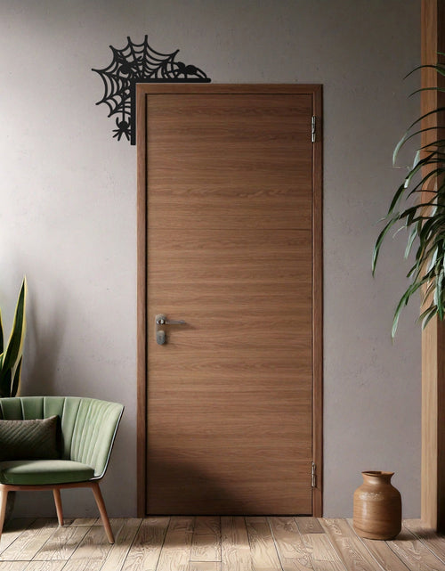 Load image into Gallery viewer, Spider Web Corner Metal Door Decor – Halloween Themed Wall Accent for Entryways- KAF601