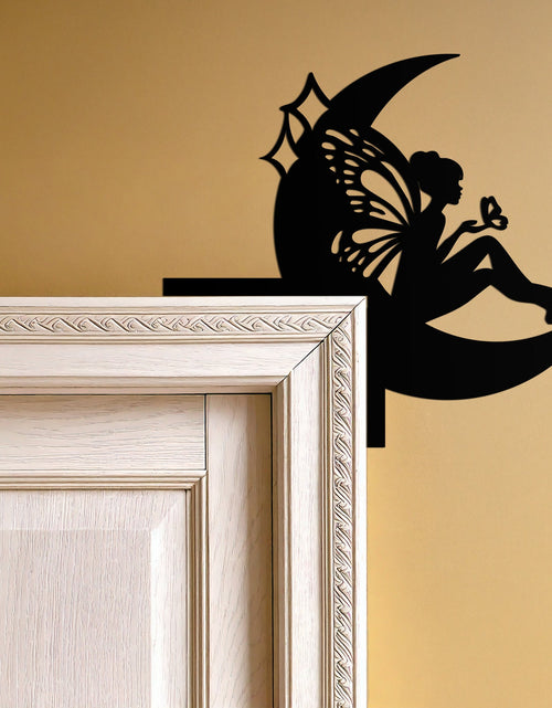 Load image into Gallery viewer, Moon Fairy Corner Metal Wall Art – Whimsical Butterfly Decor for Door Frames- KAF603