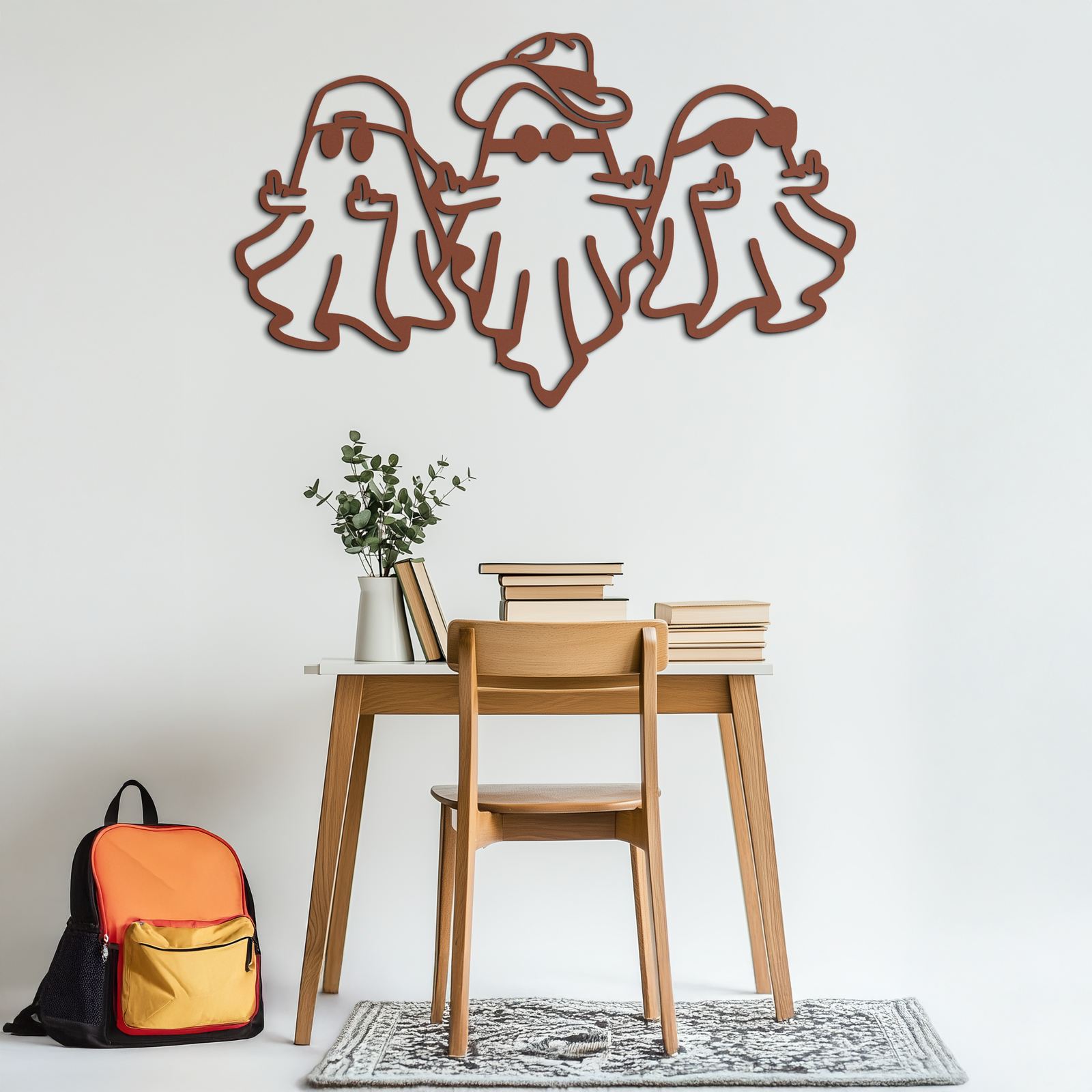 Funny Gangster Ghosts Metal Wall Art – Halloween Cool Spirits Decor-KAF613