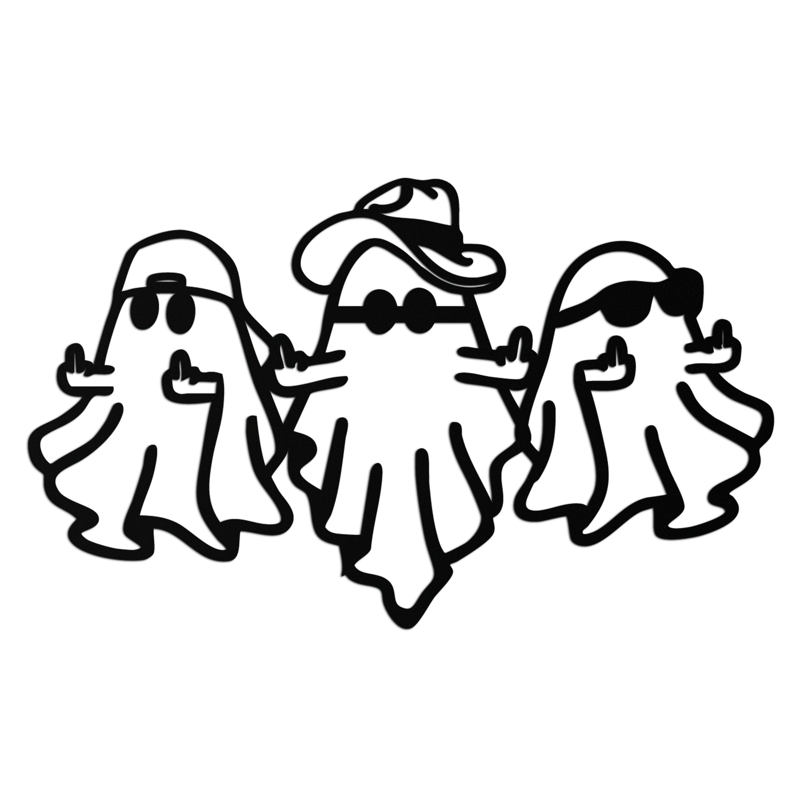 Funny Gangster Ghosts Metal Wall Art – Halloween Cool Spirits Decor-KAF613