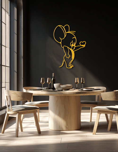 Load image into Gallery viewer, Jerry Holding Heart Metal Wall Art – Cute Cartoon Mouse Silhouette Decor-KAF615