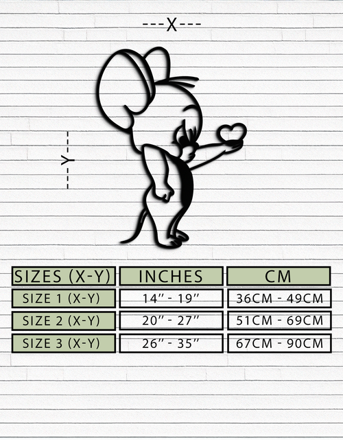 Load image into Gallery viewer, Jerry Holding Heart Metal Wall Art – Cute Cartoon Mouse Silhouette Decor-KAF615