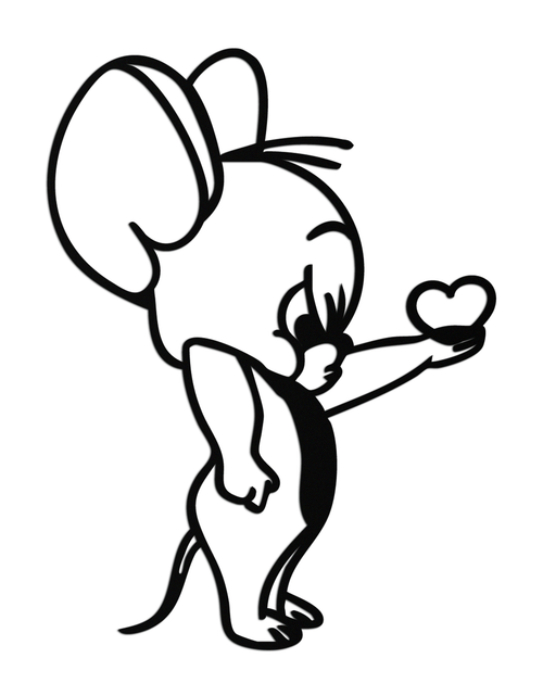 Load image into Gallery viewer, Jerry Holding Heart Metal Wall Art – Cute Cartoon Mouse Silhouette Decor-KAF615